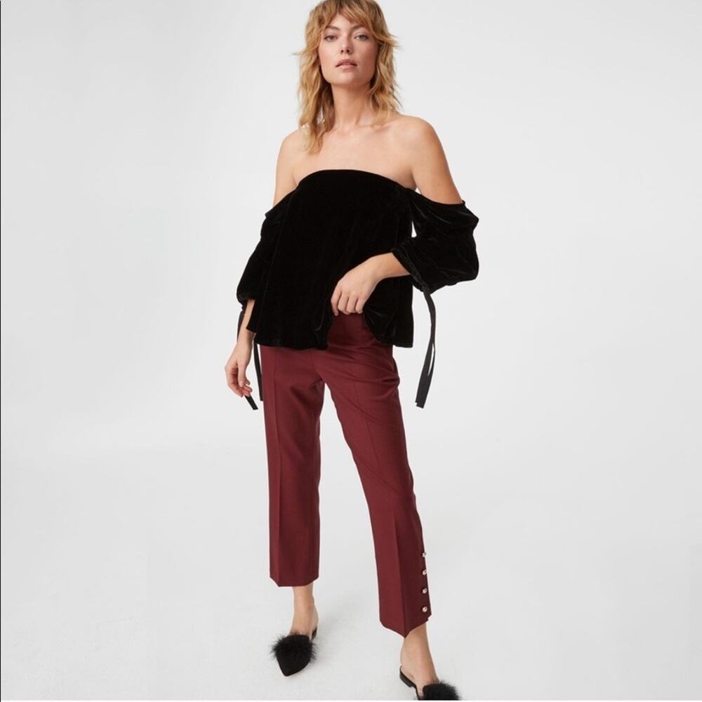 CLUB MONACO Women's Black Velvet Off Shoulder Liki Top